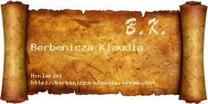 Berbenicza Klaudia névjegykártya